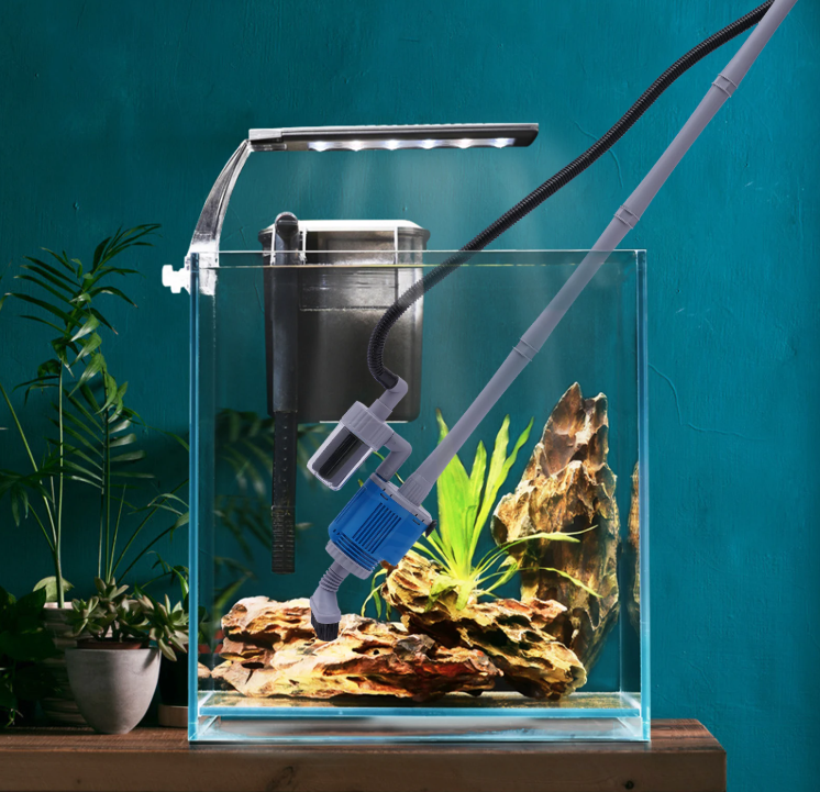 Krachtige Aquariumfilterreiniger – 28W Pomp & 360° Zuigkop, 449 GPH