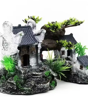 Aquarium Ornament Huis – Realistische Hars Decoratie voor Aquascaping