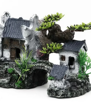 Aquarium Ornament Huis – Realistische Hars Decoratie voor Aquascaping
