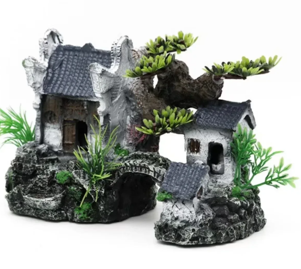 Aquarium Ornament Huis – Realistische Hars Decoratie voor Aquascaping