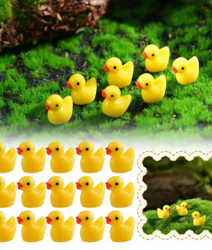 Set van 100 Mini Eend Ornamenten – Gele Hars Decoratie voor Poppenhuizen, Tuinen & Aquaria