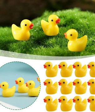 Set van 100 Mini Eend Ornamenten – Gele Hars Decoratie voor Poppenhuizen, Tuinen & Aquaria