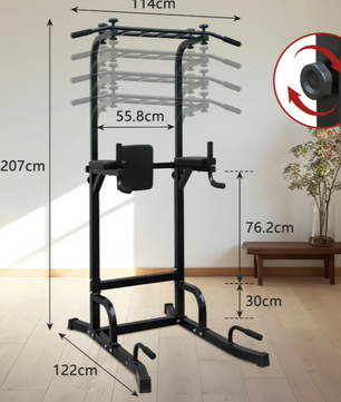 Power Tower Dip Station – Pull Up Bar & Multifunctionele Krachttoren voor Thuisfitness