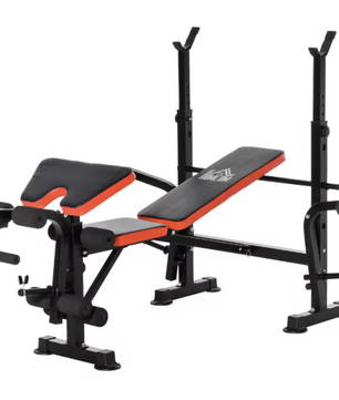 Verstelbare Halterbank – Fitnessbank met Rugleuning & Barsteun, Inclusief Beenkrul