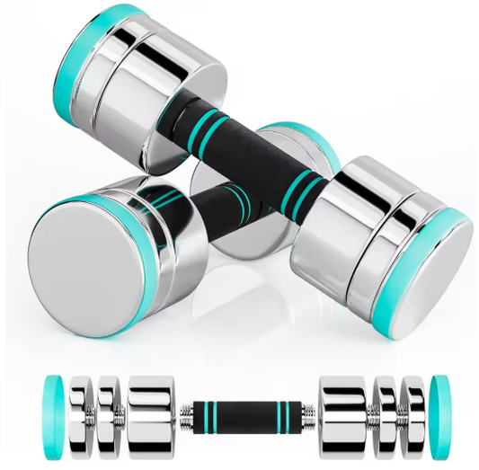 Verstelbare Stalen Halterset – 2 Compacte Halters 5/10/15 kg met Schuimhandvat