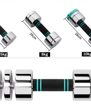 Verstelbare Stalen Halterset – 2 Compacte Halters 5/10/15 kg met Schuimhandvat