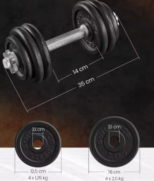 Verstelbare Halterset 30 kg – Gietijzeren Dumbbell Set voor Krachttraining