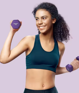 Set van 2 Neopreen Dumbbells – Hexagonale Handhalters 1 kg, Compact & Antislip