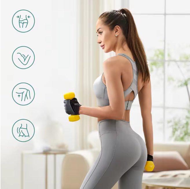 Set van 2 Neopreen Dumbbells – Hexagonale Handhalters 1 kg, Compact & Antislip