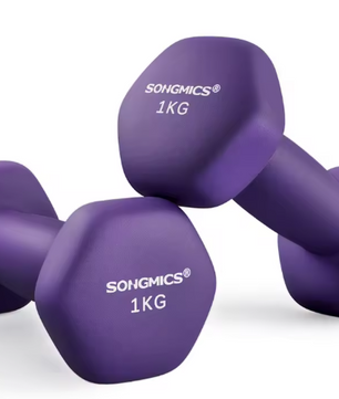 Set van 2 Neopreen Dumbbells – Hexagonale Handhalters 1 kg, Compact & Antislip