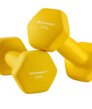 Set van 2 Neopreen Dumbbells – Hexagonale Handhalters 1 kg, Compact & Antislip