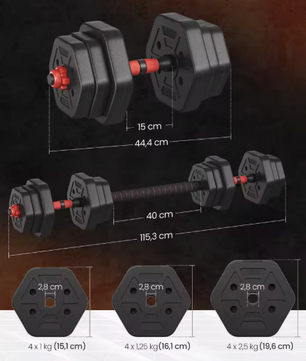 Set van 2 Verstelbare Hexagon Dumbbells – Halterset 20 kg voor Krachttraining