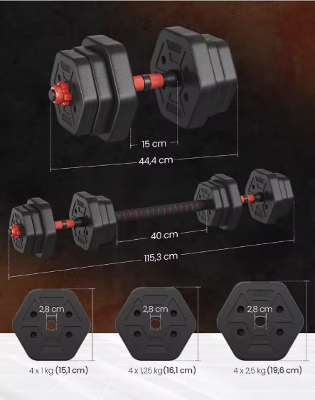 Set van 2 Verstelbare Hexagon Dumbbells – Halterset 20 kg voor Krachttraining