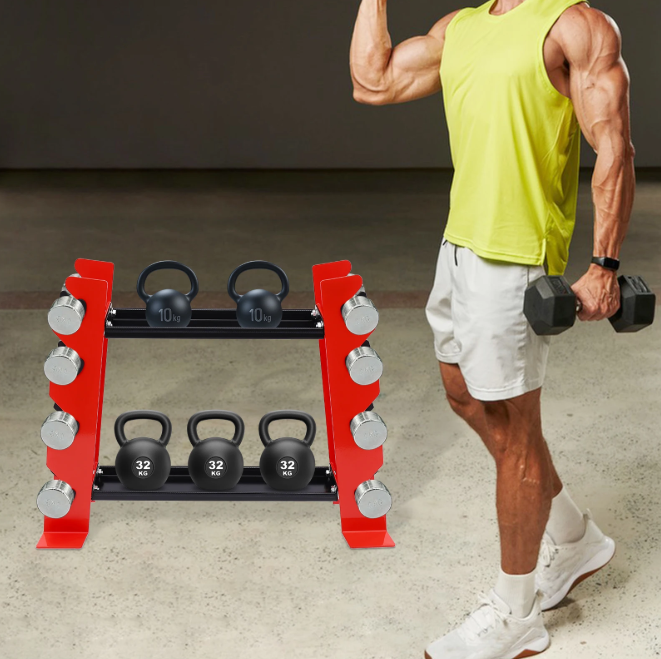 Halterstandaard met 8 Posities – Compact Gewichtsrek voor Thuisgym & Fitness