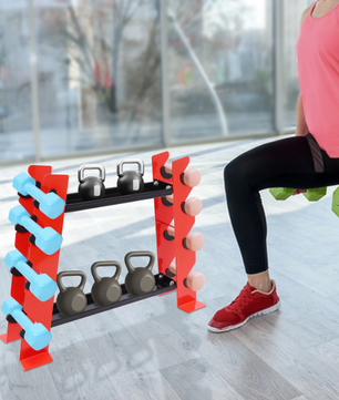Halterstandaard met 8 Posities – Compact Gewichtsrek voor Thuisgym & Fitness