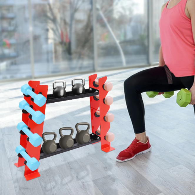 Halterstandaard met 8 Posities – Compact Gewichtsrek voor Thuisgym & Fitness