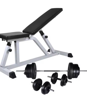 Verstelbare Halterbank met 60,5 kg Halterset – Compleet Fitnessstation voor Thuis