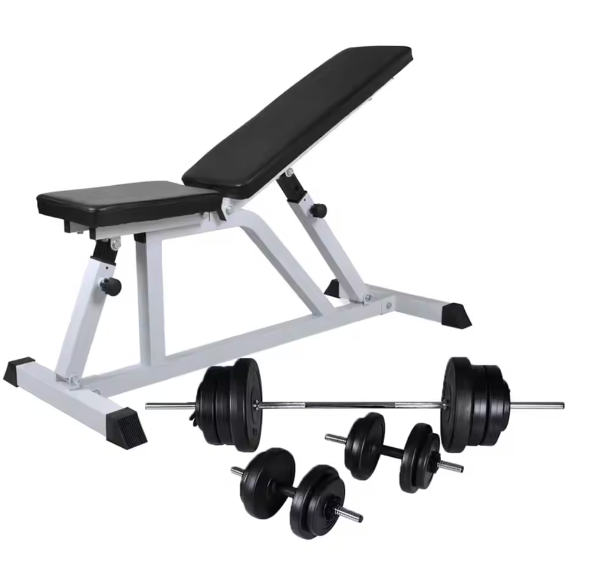 Verstelbare Halterbank met 60,5 kg Halterset – Compleet Fitnessstation voor Thuis