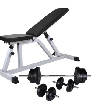 Verstelbare Halterbank met 60,5 kg Halterset – Compleet Fitnessstation voor Thuis