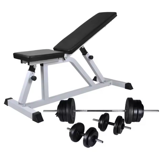 Verstelbare Halterbank met 60,5 kg Halterset – Compleet Fitnessstation voor Thuis