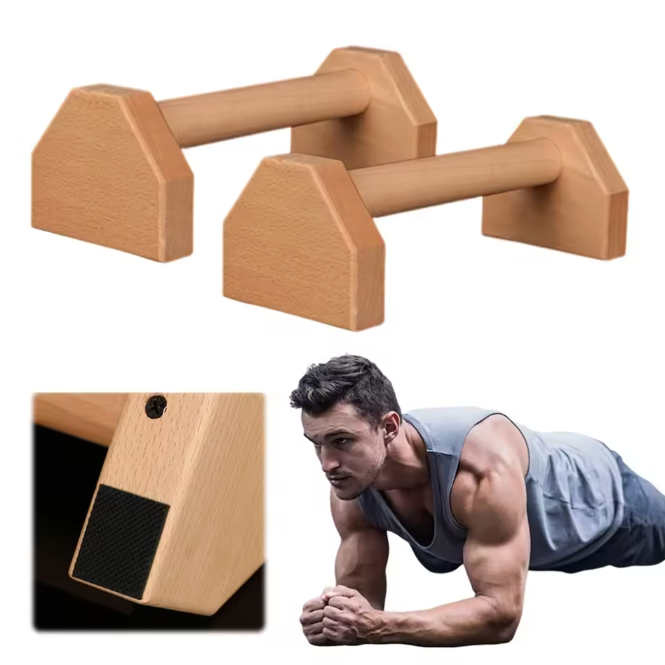 Houten Push-Up Standaard – Stevige Parallelle Bars voor Krachttraining Thuis