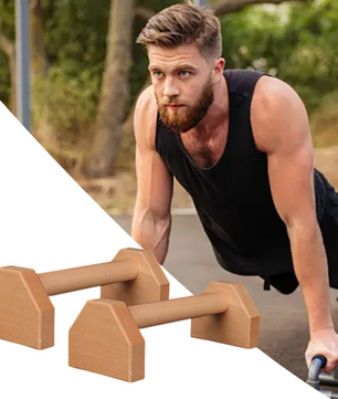 Houten Push-Up Standaard – Stevige Parallelle Bars voor Krachttraining Thuis