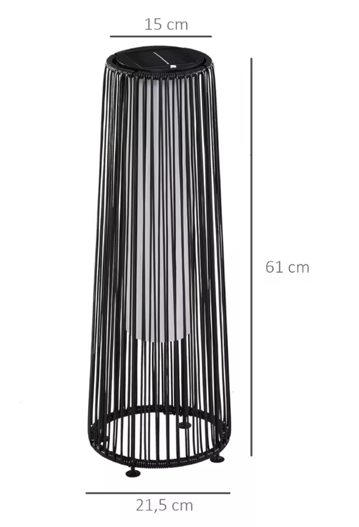 Solar Rattan Vloerlamp – LED Buitenlamp met Automatisch Licht & Waterbestendig