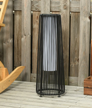 Solar Rattan Vloerlamp – LED Buitenlamp met Automatisch Licht & Waterbestendig