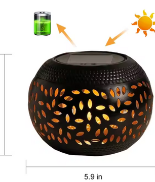 Solar LED Tuinlantaarn – Metalen Ellipsvormige Lantaarn, Waterdicht & Sfeervolle Schaduwprojectie