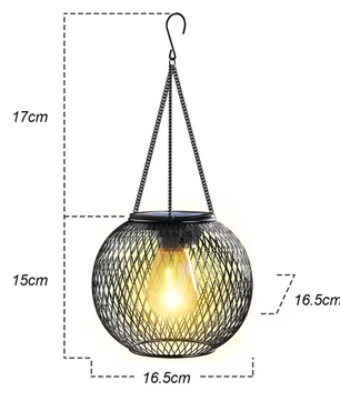 Solar LED Tuinlantaarn – Hangende Waterdichte Retro Metalen Lamp met Warm Wit Licht