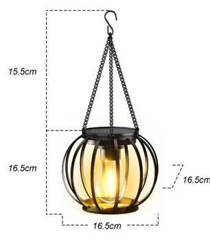 Solar LED Tuinlantaarn – Hangende Waterdichte Retro Metalen Lamp met Warm Wit Licht
