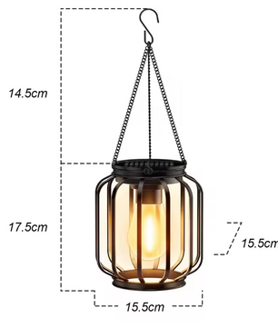 Solar LED Tuinlantaarn – Hangende Waterdichte Retro Metalen Lamp met Warm Wit Licht
