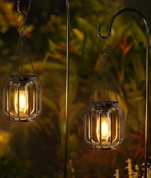 Solar LED Tuinlantaarn – Hangende Waterdichte Retro Metalen Lamp met Warm Wit Licht