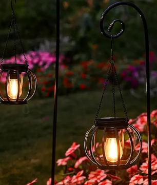 Solar LED Tuinlantaarn – Hangende Waterdichte Retro Metalen Lamp met Warm Wit Licht