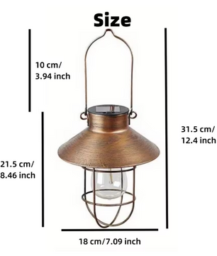Solar Tuinluchter – Decoratieve Hanglamp op Zonne-energie, IJzeren Tuinverlichting voor Binnenplaats & Gazon