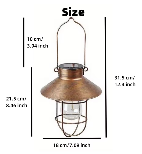 Solar Tuinluchter – Decoratieve Hanglamp op Zonne-energie, IJzeren Tuinverlichting voor Binnenplaats & Gazon