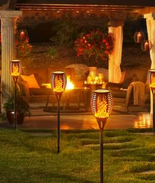 Solar Fakkel Tuinlamp – 12 LED’s met Vlam Effect & Waterdichte Buitenverlichting