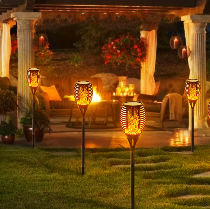 Solar Fakkel Tuinlamp – 12 LED’s met Vlam Effect & Waterdichte Buitenverlichting