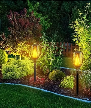 Solar Fakkel Tuinlamp – 12 LED’s met Vlam Effect & Waterdichte Buitenverlichting