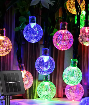 Solar Slingerlicht – 200 LED Kristal Bollen, Waterdicht & 8 Modus Tuinverlichting
