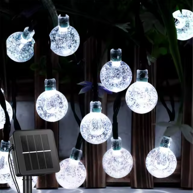 Solar Slingerlicht – 200 LED Kristal Bollen, Waterdicht & 8 Modus Tuinverlichting