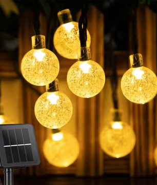 Solar Slingerlicht – 200 LED Kristal Bollen, Waterdicht & 8 Modus Tuinverlichting