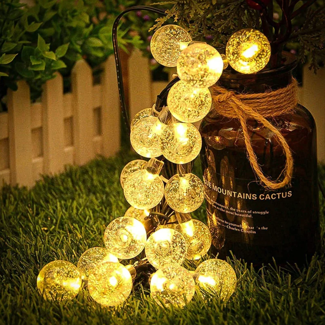 Solar Slingerlicht – 200 LED Kristal Bollen, Waterdicht & 8 Modus Tuinverlichting
