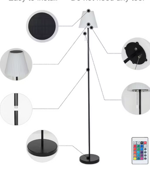 Solar LED Vloerlamp – Oplaadbaar met USB & Afstandsbediening, RGB & Warm Licht
