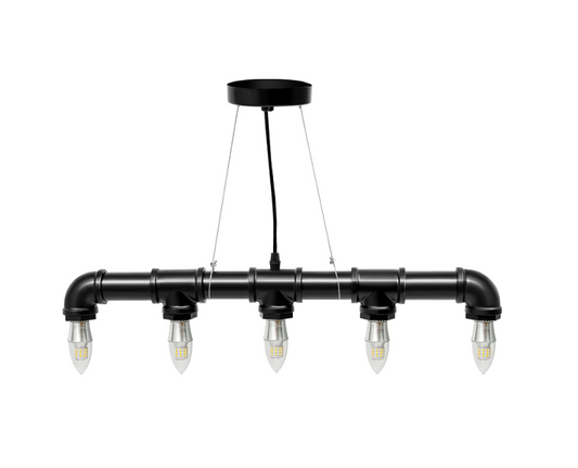 Industriële Hanglamp – Vintage Waterpijp Plafondlamp met 5 Fittingen