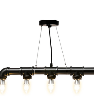 Industriële Hanglamp – Vintage Waterpijp Plafondlamp met 5 Fittingen