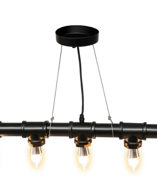 Industriële Hanglamp – Vintage Waterpijp Plafondlamp met 5 Fittingen
