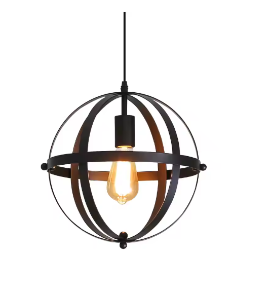 Industriële Vintage Hanglamp – Zwarte Metalen Plafondlamp met Verstelbare Kabel