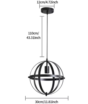 Industriële Vintage Hanglamp – Zwarte Metalen Plafondlamp met Verstelbare Kabel