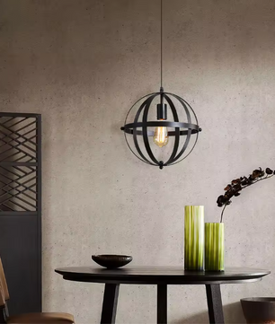 Industriële Vintage Hanglamp – Zwarte Metalen Plafondlamp met Verstelbare Kabel